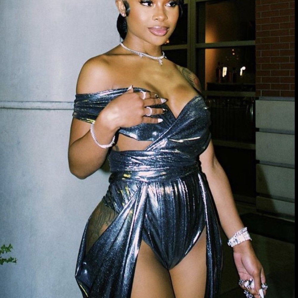 Glamorous Metallic Off-Shoulder Gown